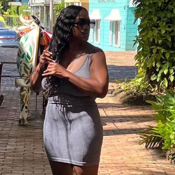 Aura Blue Ribbed Skirt Set - Picture 1 of 7